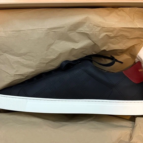 New Burberry Black Leather Sneakers